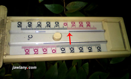 مقياس الحرارة عند الساعة 11:00 الليلة الماضية - أرسلت للموقع من قبل السيد سليمان شمس